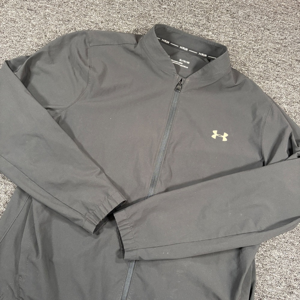 Under Armour Storm Run Jacket Womens XL Black Full Zip HeatGear Windbreaker